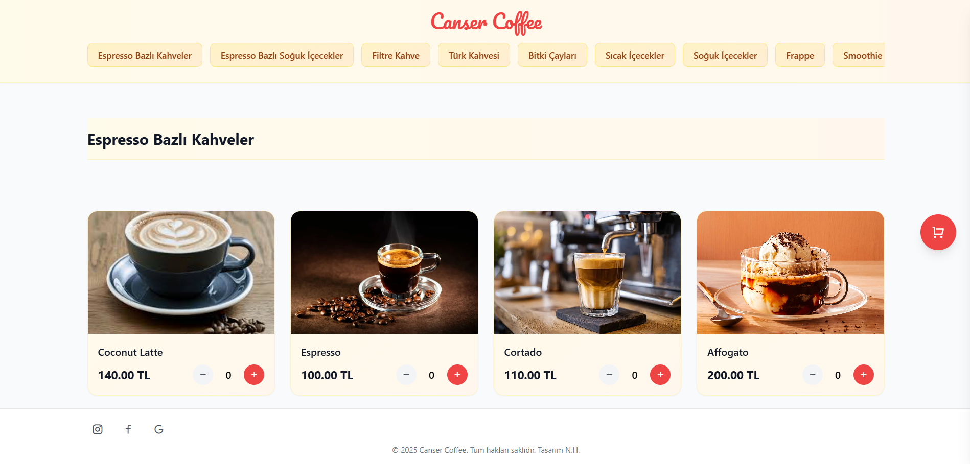 Cafe Menü